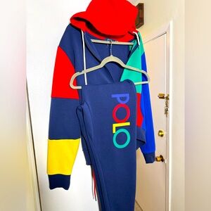 Polo Ralph Lauren Navy Double Knit Logo Hoodie & Jogger Pant Set